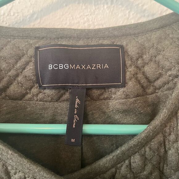 BCBG Maxazria Crop Green Moto Jacket Quilted Structured Shoulders Size Medium - Picture 2 of 11